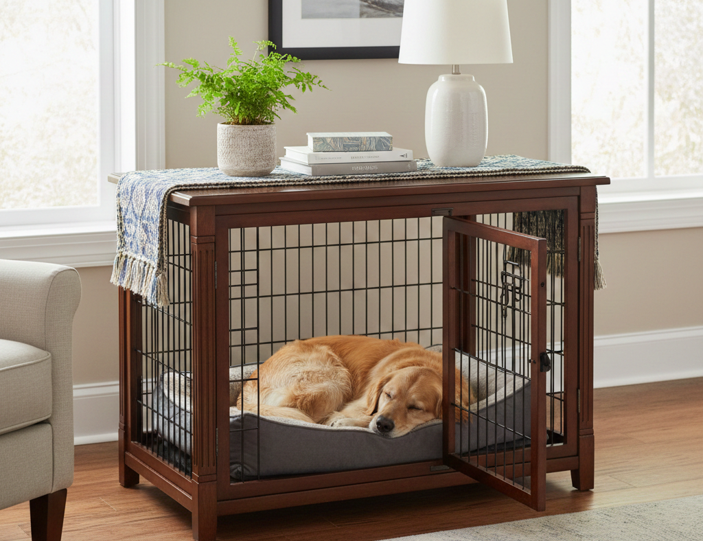 Furniture style dog crates in modern homes
